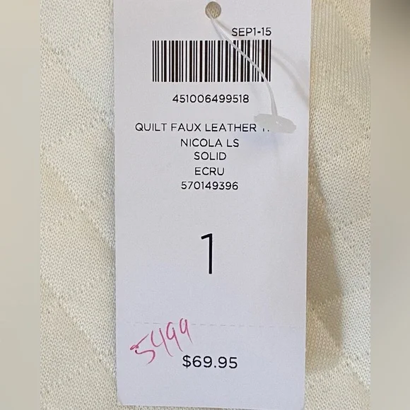 Chico’s - NWT -Ivory - Full zip up shirt - quilted faux leather Chicos size 1 - - Picture 12 of 13